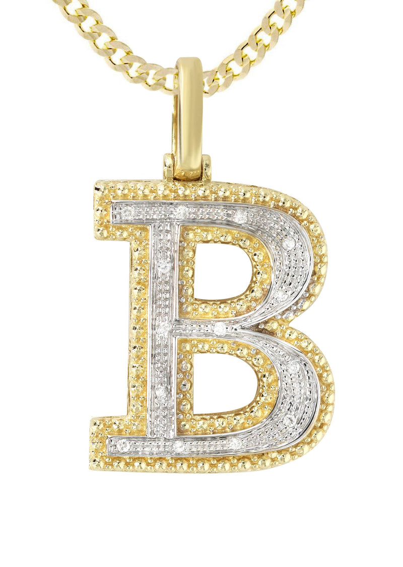 Diamond 10K Yellow Gold Letter "B" Necklace | Appx. 14.6 Grams