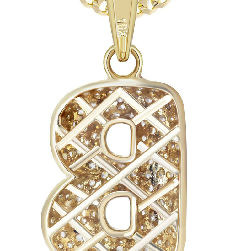 10K Yellow Gold Bubble Letter "B" CZ Necklace | Appx. 13.8 Grams
