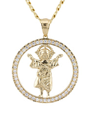 10K Yellow Gold Baby Jesus Necklace | Small 12 Grams - Large 19 Grams