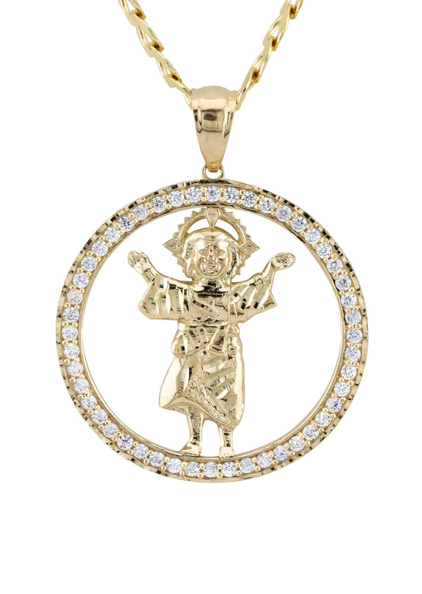 10K Yellow Gold Baby Jesus Necklace | Small 12 Grams - Large 19 Grams