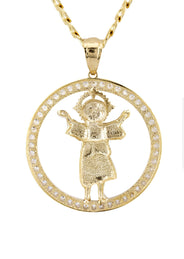 10K Yellow Gold Baby Jesus Necklace | Small 12 Grams - Large 19 Grams