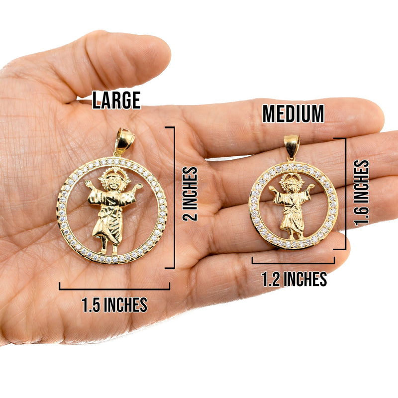 10K Yellow Gold Baby Jesus Necklace | Small 12 Grams - Large 19 Grams