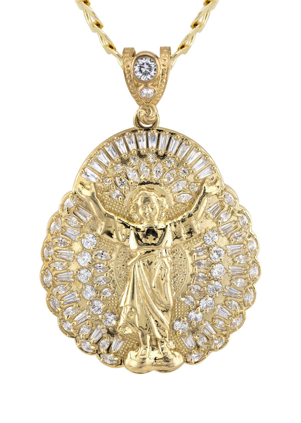10K Yellow Gold Baby Jesus Necklace | Small 12 Grams - Large 25 Grams