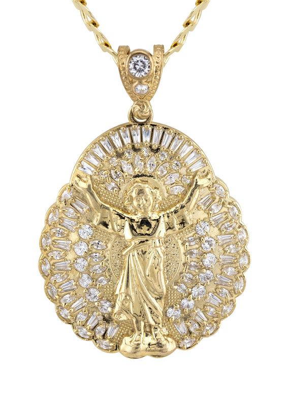 10K Yellow Gold Baby Jesus Necklace | Small 12 Grams - Large 25 Grams