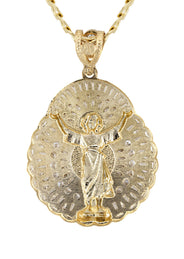 10K Yellow Gold Baby Jesus Necklace | Small 12 Grams - Large 25 Grams