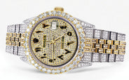 Iced Out Rolex Datejust 36 MM | Two Tone | 10 Carats of Diamonds | Full Diamond Arabic Diamond Dial