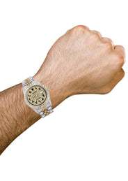 Iced Out Rolex Datejust 36 MM | Two Tone | 10 Carats of Diamonds | Full Diamond Arabic Diamond Dial
