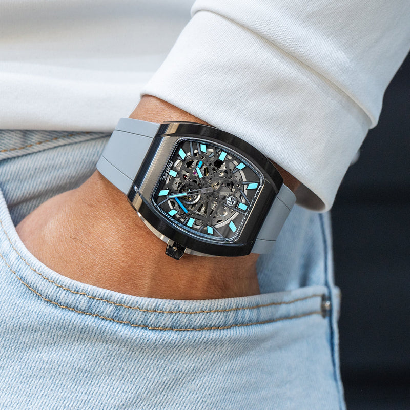 Frost NYC Mens Watch - Automatic Skeleton Sport Black Watch | FRST-01-SB | Gray
