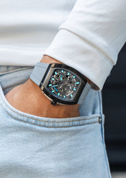 Frost NYC Mens Watch - Automatic Skeleton Sport Black Watch | FRST-01-SB | Gray