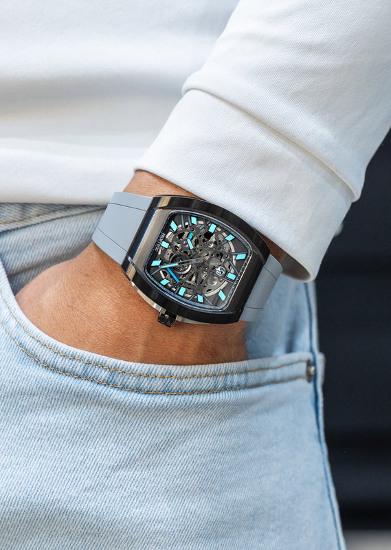 Frost NYC Mens Watch - Automatic Skeleton Sport Black Watch | FRST-01-SB | Gray