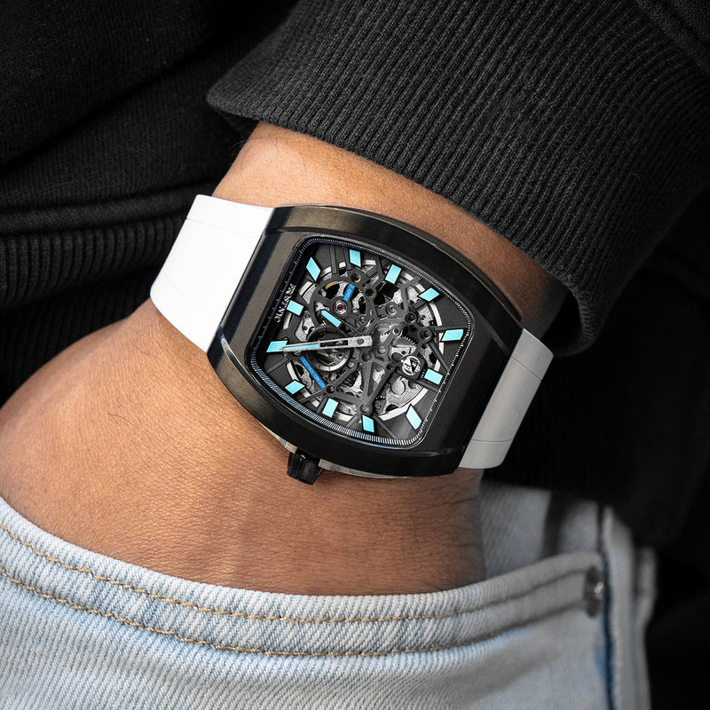 Frost NYC Mens Watch - Automatic Skeleton Sport Black Watch | FRST-01-SB| White