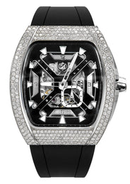 Frost NYC Mens Watch - Automatic Skeleton Stainless Steel Diamond Sport Watch | FRST-01-XS-D | Black