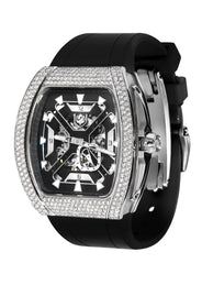 Frost NYC Mens Watch - Automatic Skeleton Stainless Steel Diamond Sport Watch | FRST-01-XS-D | Black