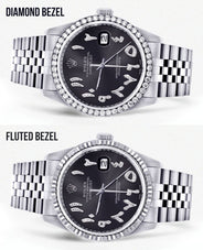 Diamond Mens Rolex Datejust Watch 16200 | 36 MM | Custom Arabic Diamond Dial | Jubilee Band | Diamond Bezel