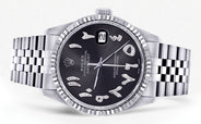 Mens Rolex Datejust Watch 16200 | Fluted Bezel | 36Mm | Black Arabic Dial | Jubilee Band