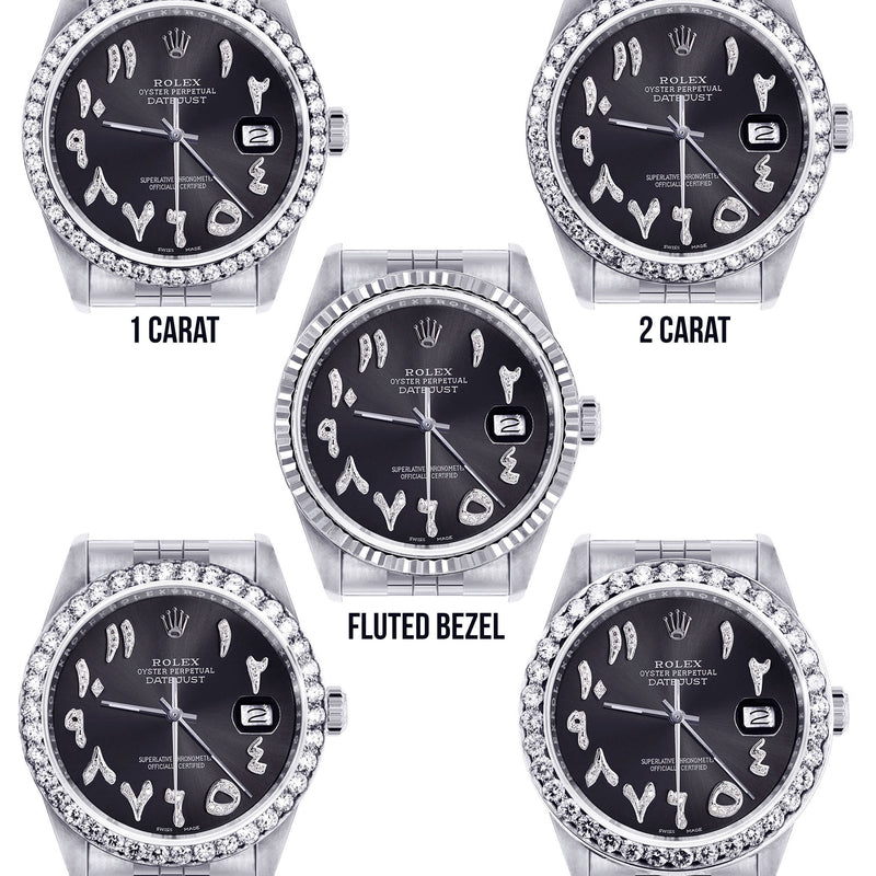 Womens Rolex Datejust Watch 16200 | 36 MM | Custom Arabic Diamond Dial | Jubilee Band | Diamond Bezel