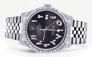 Womens Rolex Datejust Watch 16200 | Fluted Bezel | 36Mm | Black Arabic Dial | Fluted Bezel | Jubilee Band