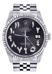 Mens Rolex Datejust Watch 16200 | Fluted Bezel | 36Mm | Black Arabic Dial | Jubilee Band