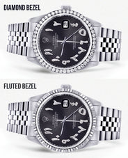 Womens Rolex Datejust Watch 16200 | 36 MM | Custom Arabic Diamond Dial | Jubilee Band | Diamond Bezel