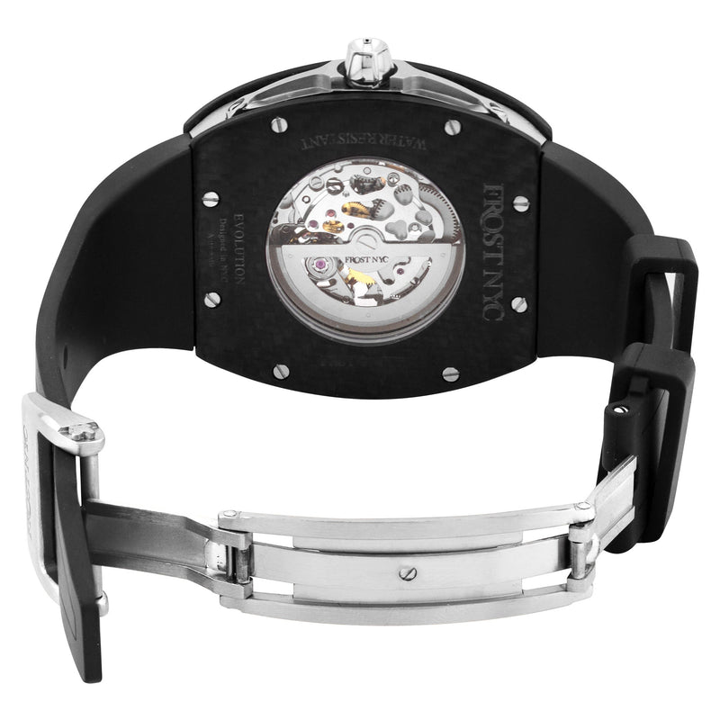 Frost NYC Mens Watch - Automatic Skeleton Carbon Fiber Sport Watch | FRST-01-CFS | Black