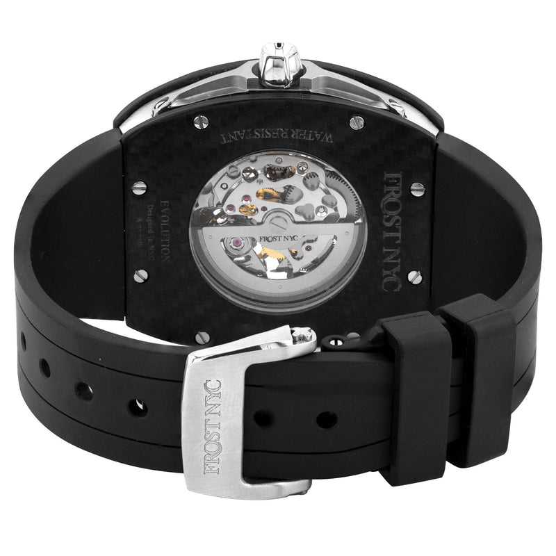 Frost NYC Mens Watch - Automatic Skeleton Carbon Fiber Sport Watch | FRST-01-CFS | Black