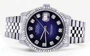 Womens Rolex Datejust Watch 16200 | Fluted Bezel | 36Mm | Blue Black Dial | Fluted Bezel | Jubilee Band