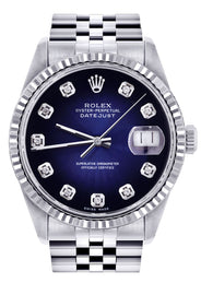 Mens Rolex Datejust Watch 16200 | Fluted Bezel | 36Mm | Blue Black Dial | Jubilee Band