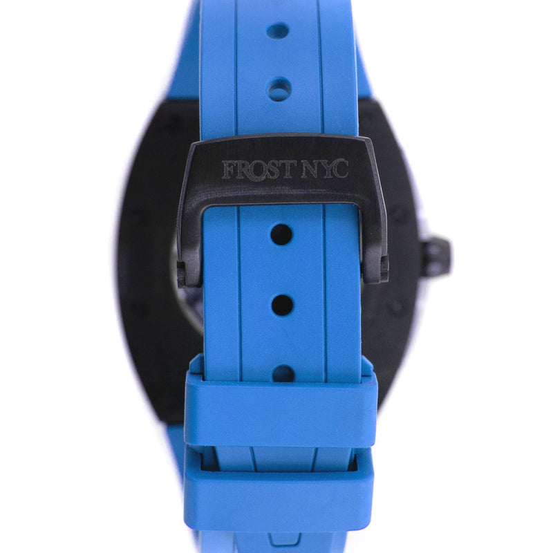 Frost NYC Mens Watch - Automatic Skeleton Sport Black Watch | FRST-01-SB | Blue