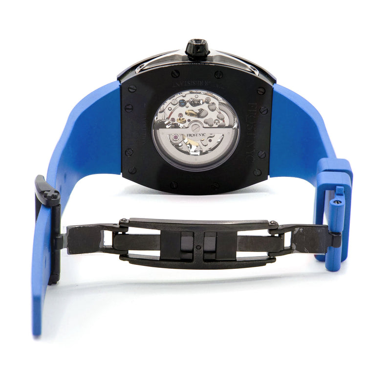 Frost NYC Mens Watch - Automatic Skeleton Sport Black Watch | FRST-01-SB | Blue