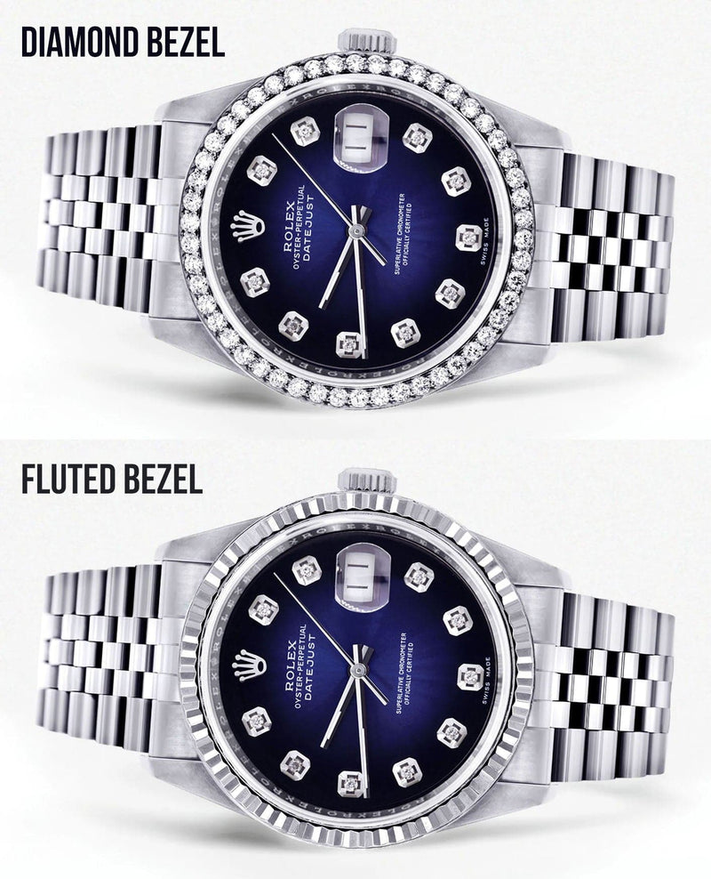 Mens Rolex Datejust Watch 16200 | 36Mm | Blue Black Dial | Jubilee Band