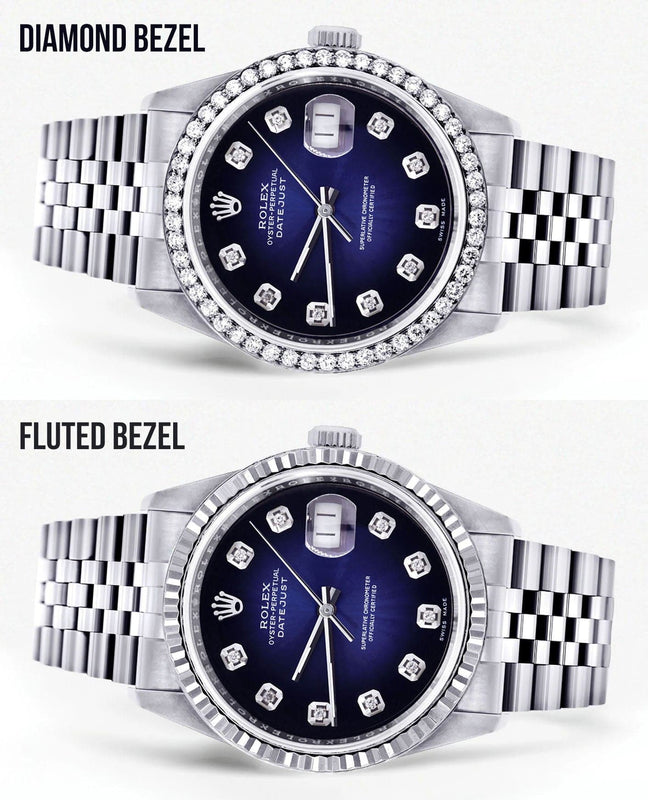 Mens Rolex Datejust Watch 16200 | 36Mm | Blue Black Dial | Jubilee Band