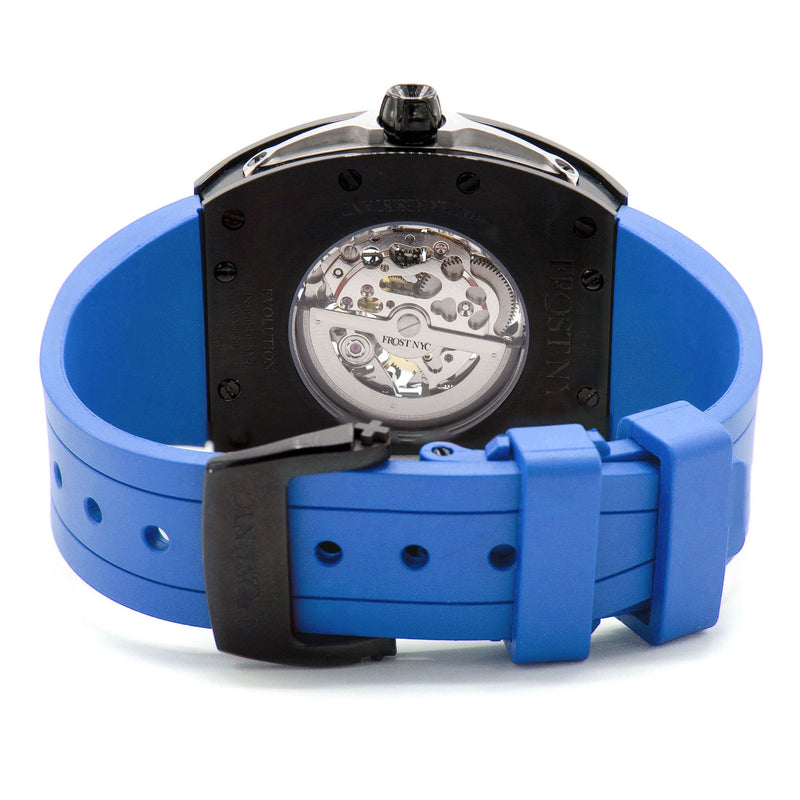 Frost NYC Mens Watch - Automatic Skeleton Sport Black Watch | FRST-01-SB | Blue