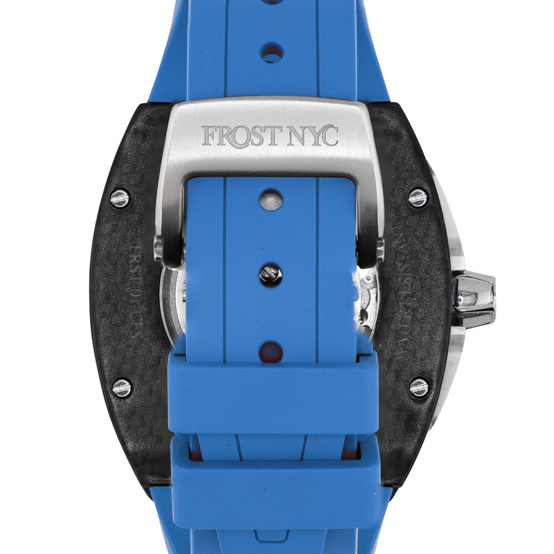 Frost NYC Mens Watch - Automatic Skeleton Carbon Fiber Sport Watch | FRST-01-CFS | Blue