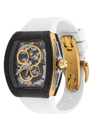 Frost NYC Mens Watch - Automatic Skeleton Carbon Fiber Sport Gold Watch | FRST-01-CFY| White