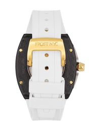Frost NYC Mens Watch - Automatic Skeleton Carbon Fiber Sport Gold Watch | FRST-01-CFY| White