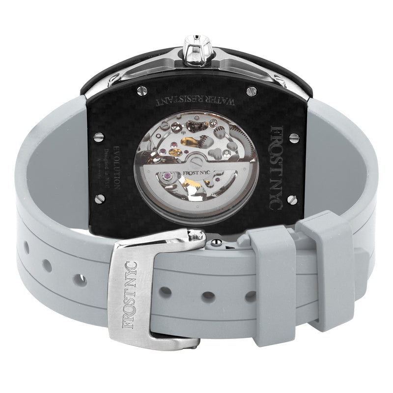 Frost NYC Mens Watch - Automatic Skeleton Carbon Fiber Sport Watch | FRST-01-CFS | Gray
