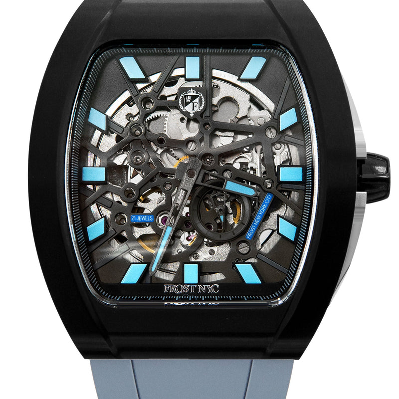 Frost NYC Mens Watch - Automatic Skeleton Sport Black Watch | FRST-01-SB | Gray