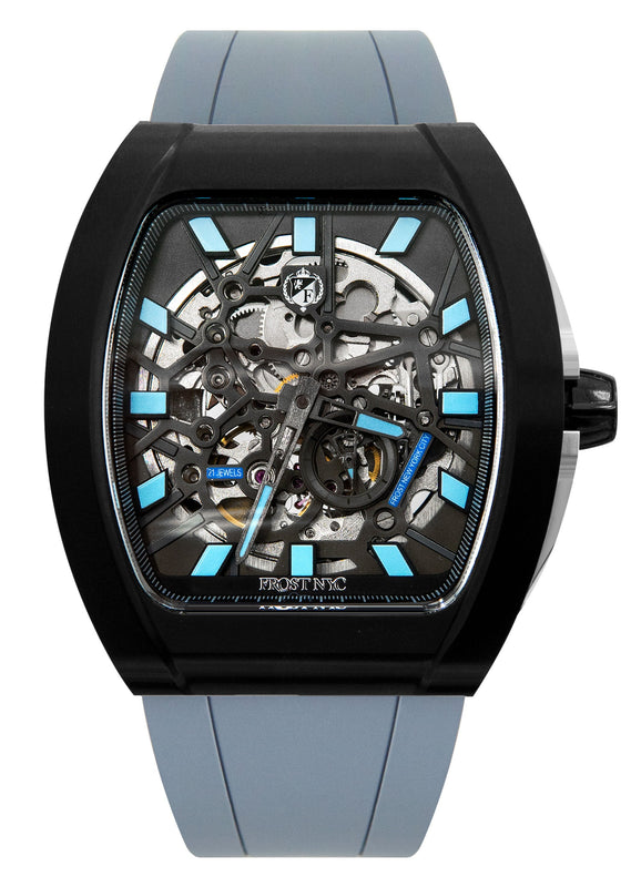 Frost NYC Mens Watch - Automatic Skeleton Sport Black Watch | FRST-01-SB | Gray