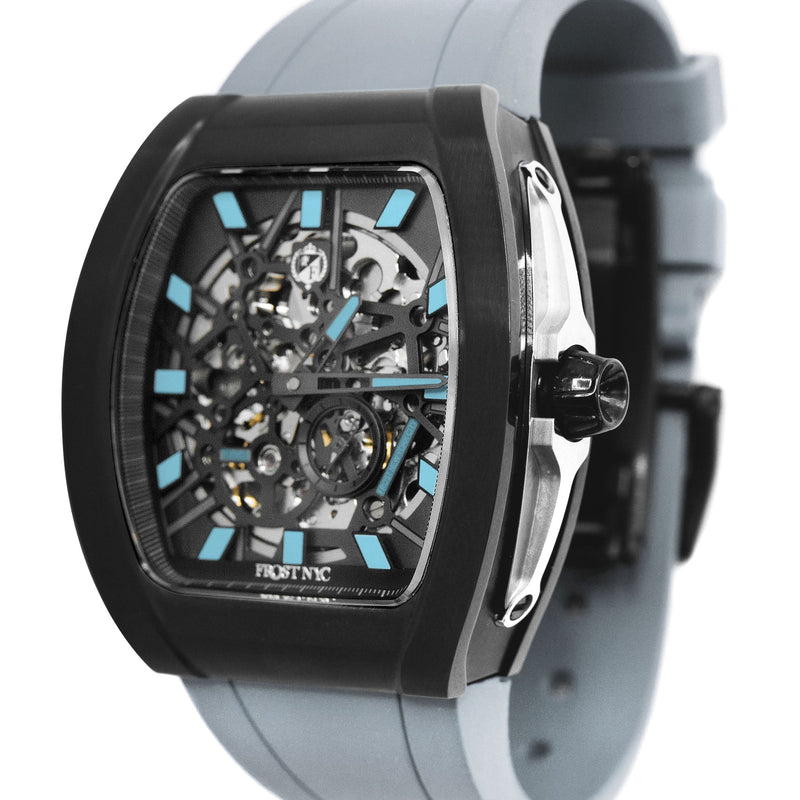 Frost NYC Mens Watch - Automatic Skeleton Sport Black Watch | FRST-01-SB | Gray