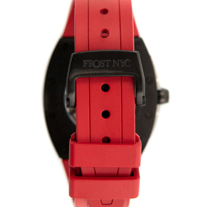 Frost NYC Mens Watch - Automatic Skeleton Sport Black Watch | FRST-01-SB| Red