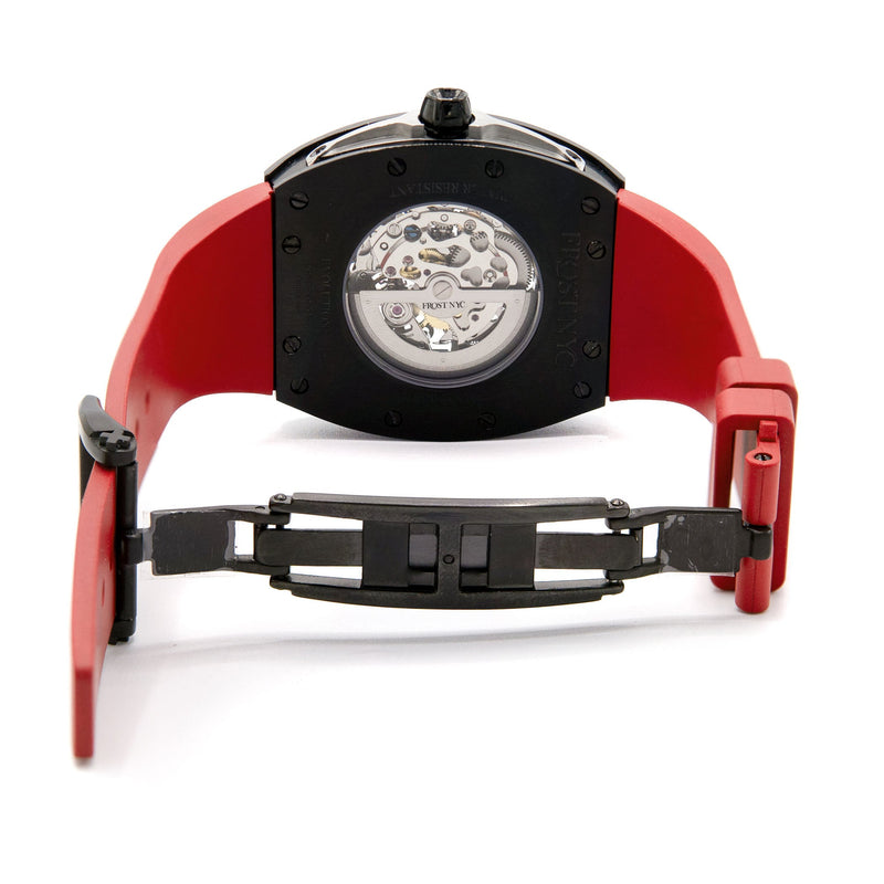Frost NYC Mens Watch - Automatic Skeleton Sport Black Watch | FRST-01-SB| Red