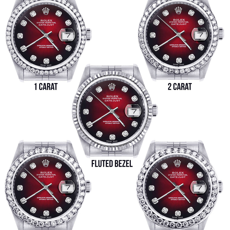 Rolex Datejust Watch | 16200  | 36MM | Red Dial | Jubilee Band | Stainless Steel