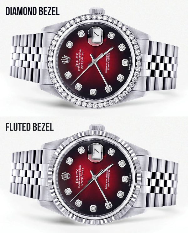 Womens Rolex Datejust Watch 16200 | 36Mm | Red Dial | Jubilee Band