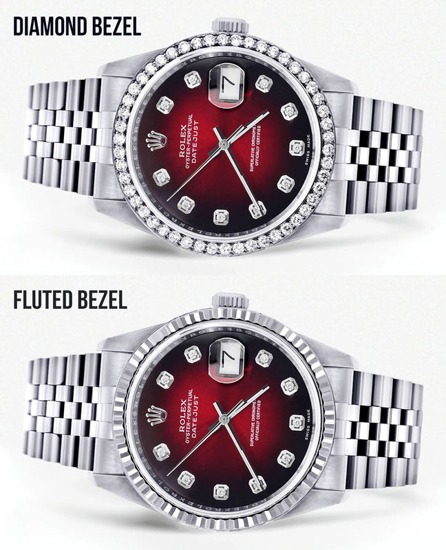 Womens Rolex Datejust Watch 16200 | 36Mm | Red Dial | Jubilee Band