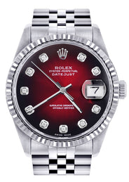 Womens Rolex Datejust Watch 16200  | 36Mm | Red Black Dial | Fluted Bezel | Jubilee Band