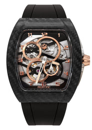 Frost NYC Mens Watch - Automatic Skeleton Carbon Fiber Rose Sport Watch | FRST-01-CFR | Black