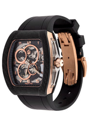 Frost NYC Mens Watch - Automatic Skeleton Carbon Fiber Rose Sport Watch | FRST-01-CFR | Black