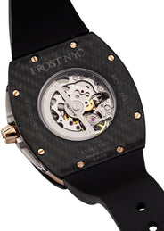 Frost NYC Mens Watch - Automatic Skeleton Carbon Fiber Rose Sport Watch | FRST-01-CFR | Black
