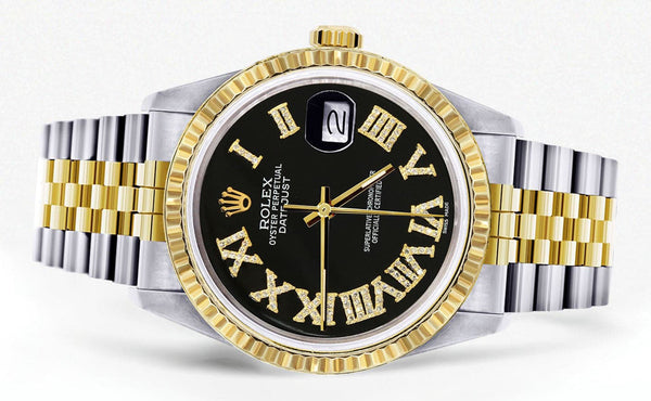 Mens Rolex Datejust Watch | 16233 | 36Mm | Black Roman Numeral | Jubilee Band