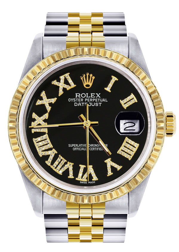 Mens Rolex Datejust Watch | 16233 | 36Mm | Black Roman Numeral | Jubilee Band